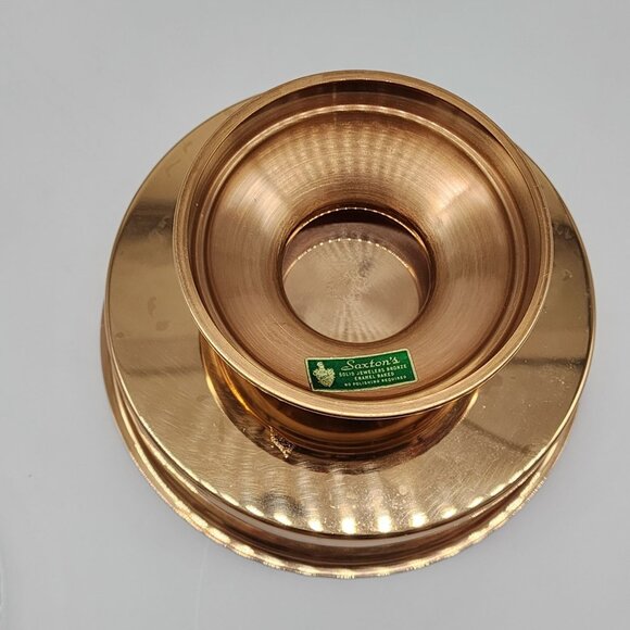 Vintage Brass & Glass Divided Serving Bowl by Saxton's Solid Jewelers Bronze 7" - Picture 9 of 11
